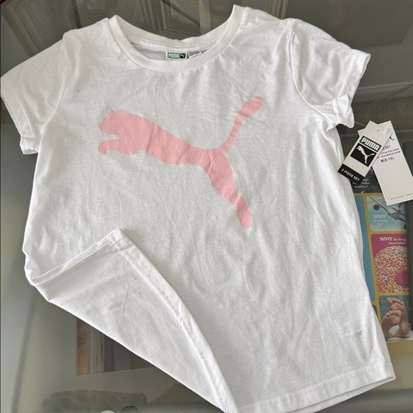 PUMA Girls 3-Piece Set Hoodie + Leggings + Bonus Tee | Pink/Navy | Size 8–10 - Picture 11 of 16